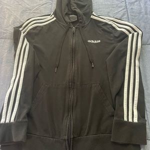 Kids Black and White Adidas Zip Up Hoodie Size Small